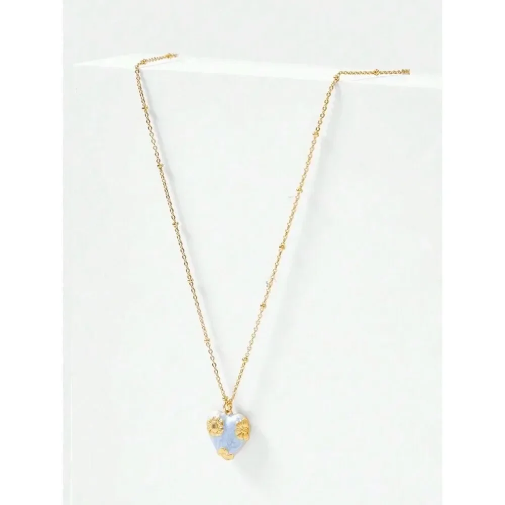 Blue heart necklace #2526